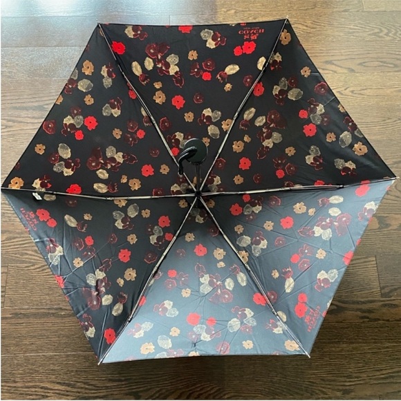 NWOT Coach Vintage Signature Mini Umbrella Rose Black - Picture 3 of 9